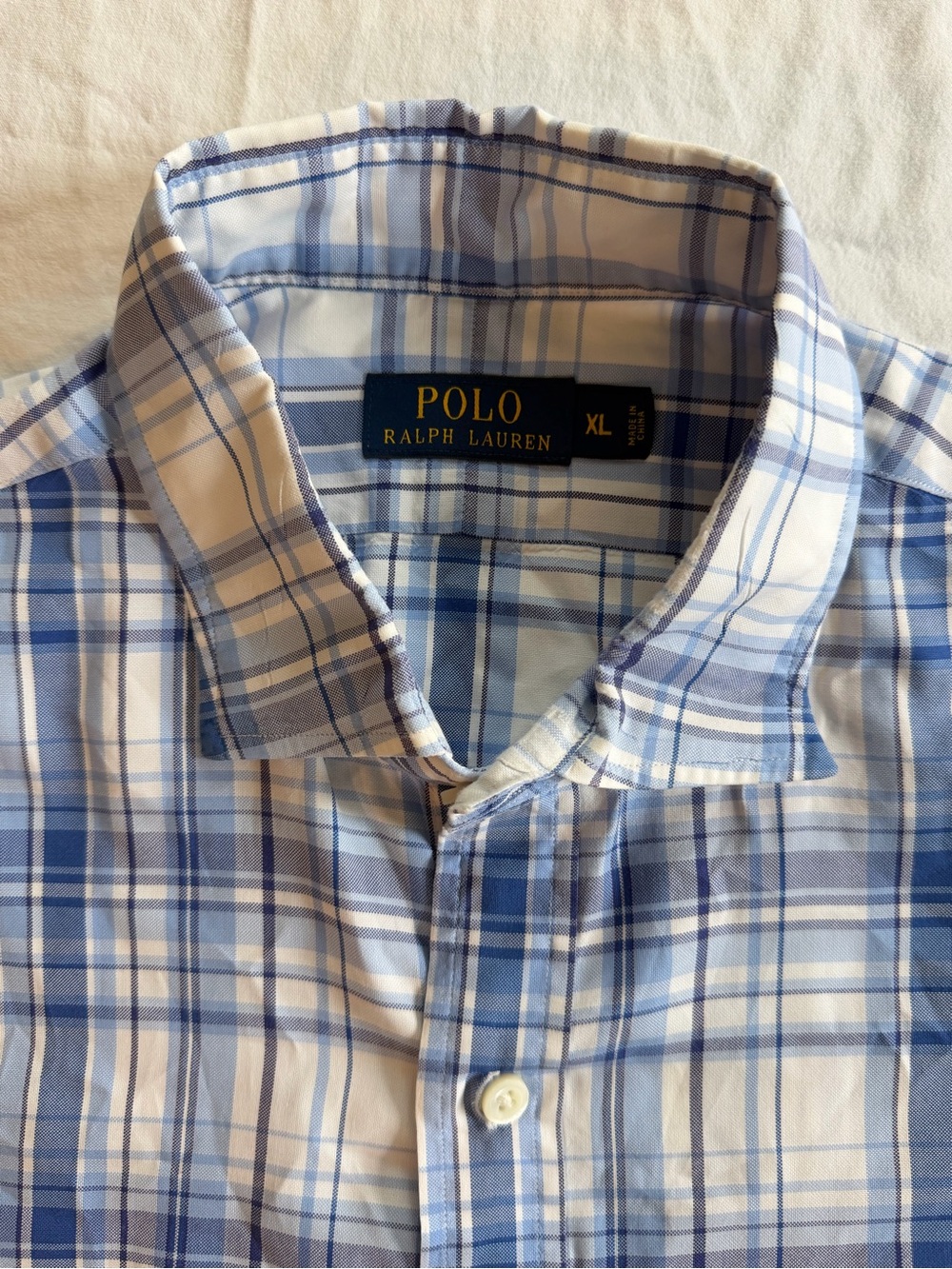 Polo by Ralph Lauren Light Blue and White Plaid Dress Shirt